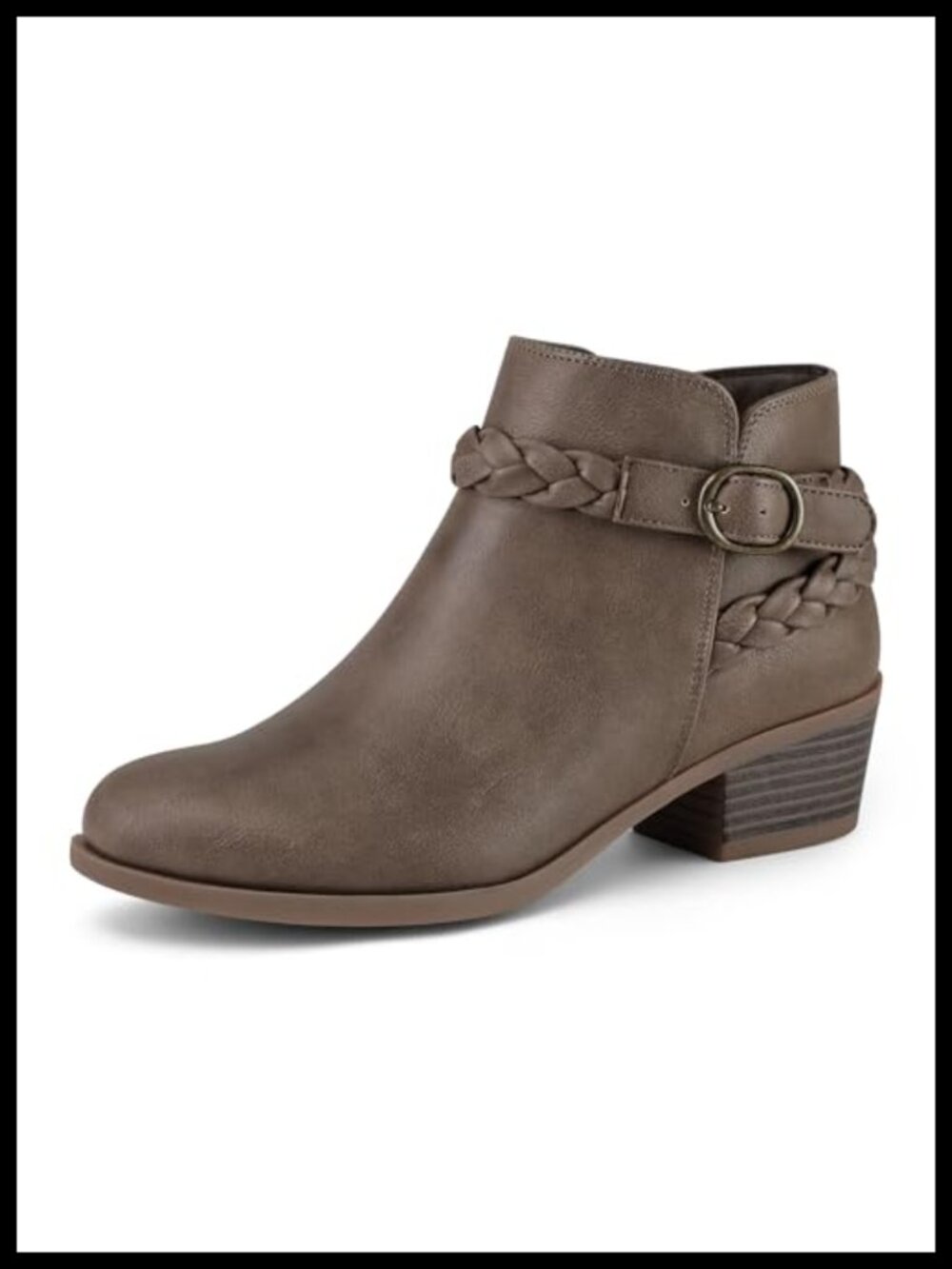 Women's Ankle Boots Low Chunky Heel Round Toe Wide Width Side Zipper Booties
